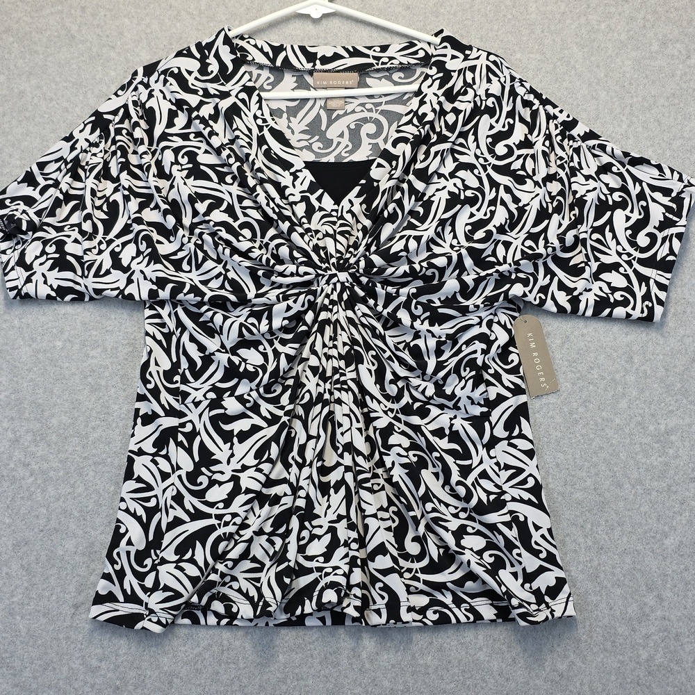 Kim Rogers Monochrome Patterned Blouse NWT